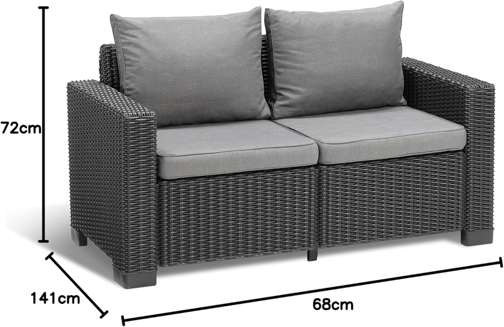 Allibert California Sofa Ogrodowa, Panama Cool Grey, 141 x 68 x 72 cm